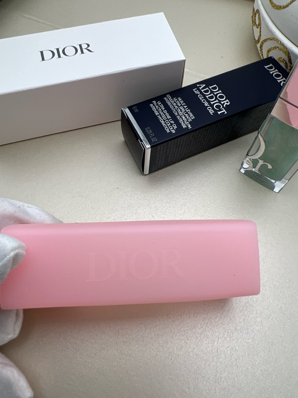 Dior Pink Silicone Keychain Lip AddictGlow Oil Holder W/Minty Lip Oil INBox NWOT - Picture 12 of 15